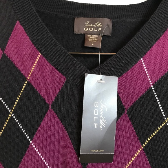 Tasso Elba Mens Argyle Golf Sweater Vest NWT sz L - Picture 2 of 5